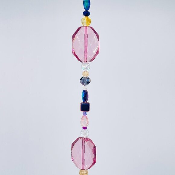 Beaded Suncatcher - Purple Gold - Clear Crystal Prism Ring - Hanging Decor - Picture 7 of 16